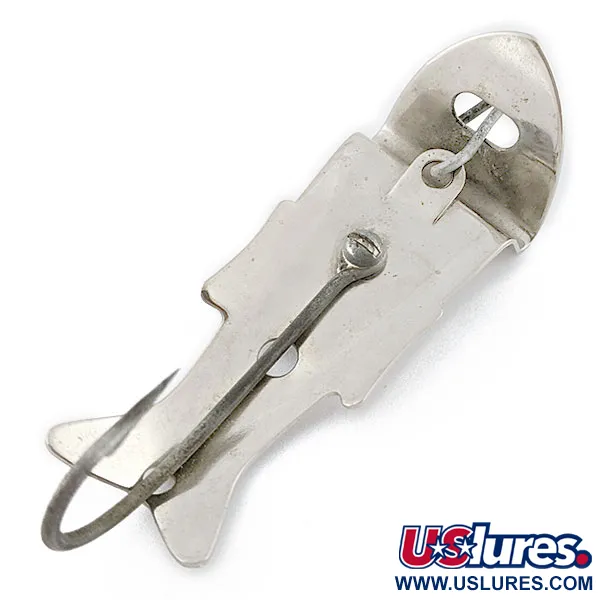 Vintage Shurebite inc Shurebite Minnow weedless spoon, 2/3oz nickel fishing spoon #18582