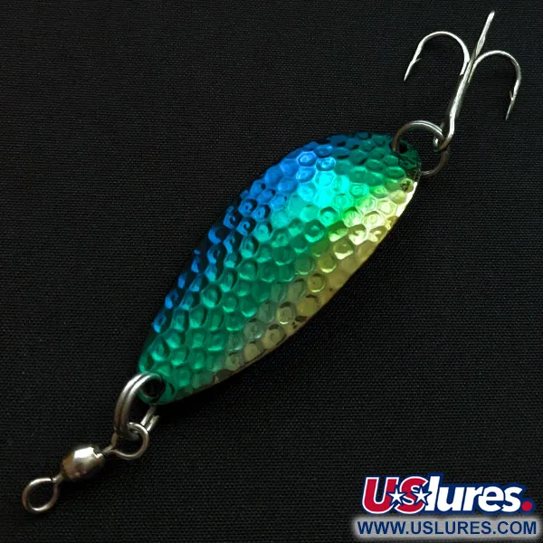 Vintage Prime Lures Glory Spoon, 3/5oz blue/yellow/nickel fishing spoon #18585