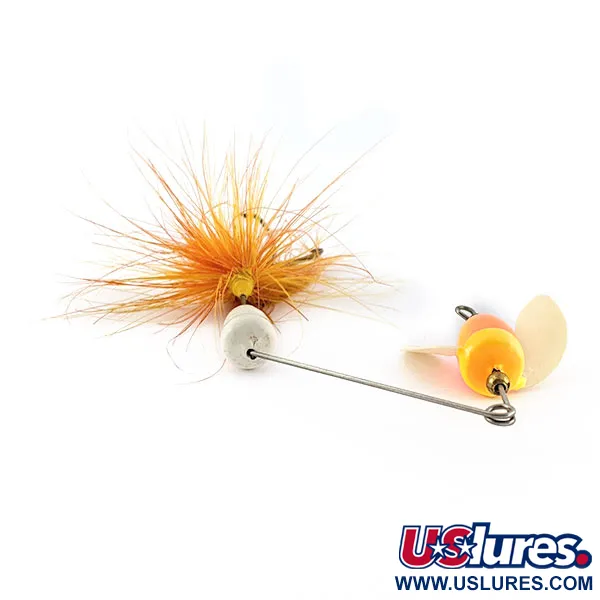 Vintage  Yakima Bait Worden’s Spin N Glo Buzz Tail, 3/16oz white/orange spinning lure #18589