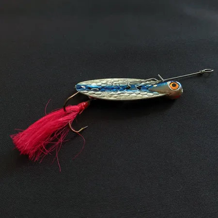 Vintage Mann's Bait  Mann's Dancer, 1/2oz nickel/blue spinning lure #18611