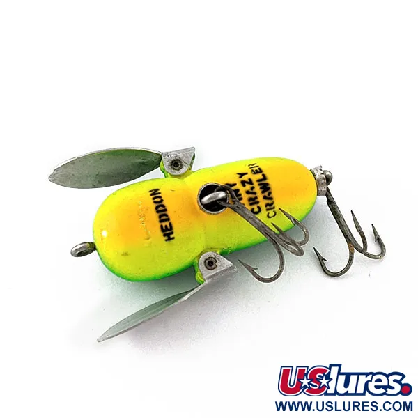 Vintage   Heddon Tiny Crazy Crawler, 1/4oz Fire tiger fishing lure #21519