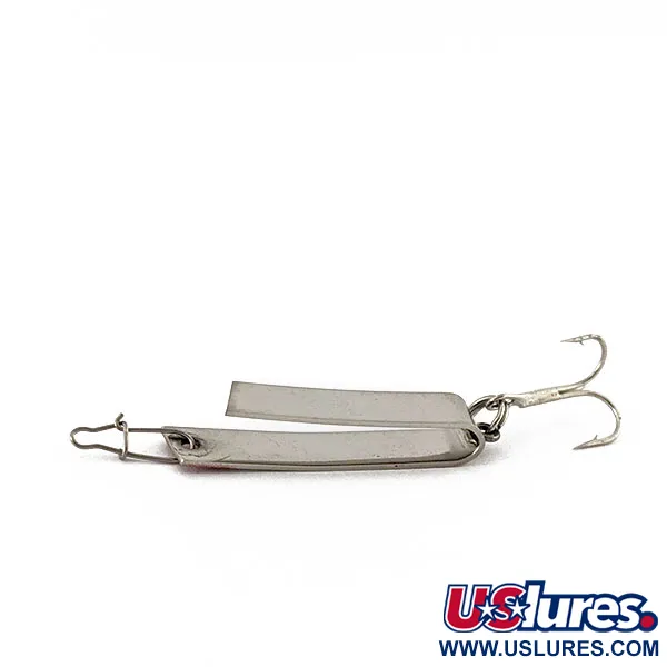 Vintage Luhr Jensen Super-Duper 502, 3/32oz nickel/red fishing spoon #18679