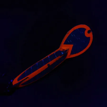 Vintage Glen Evans Loco 4, 3/4oz nickel/orange UV fishing spoon #18700