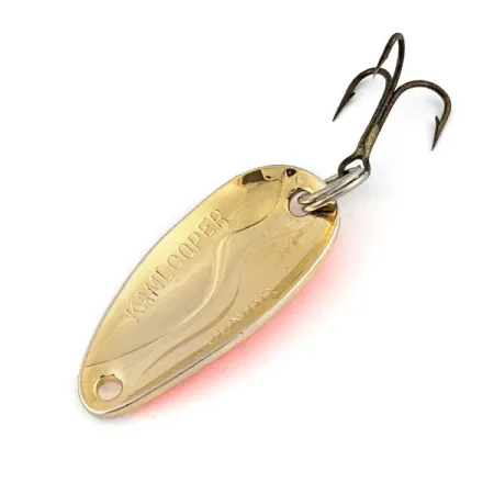 Vintage Acme Kamlooper Junior, 1/4oz gold/orange UV fishing spoon #18705
