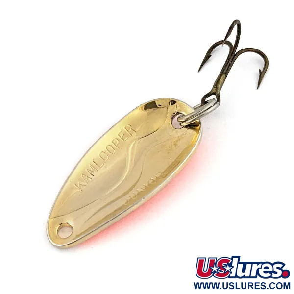 Vintage Acme Kamlooper Junior, 1/4oz gold/orange UV fishing spoon #18705