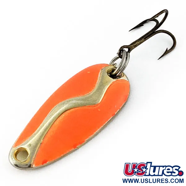 Vintage Acme Kamlooper Junior, 1/4oz gold/orange UV fishing spoon #18705