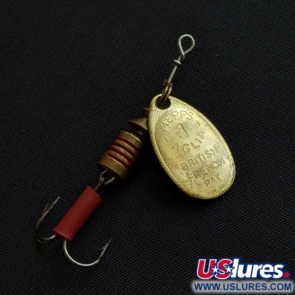 Vintage Mepps Aglia 00 Mouche, 1/16oz gold spinning lure #19984