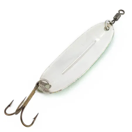 Vintage Williams Wabler W40, 1/4oz nickel/yellow/green fishing spoon #18736