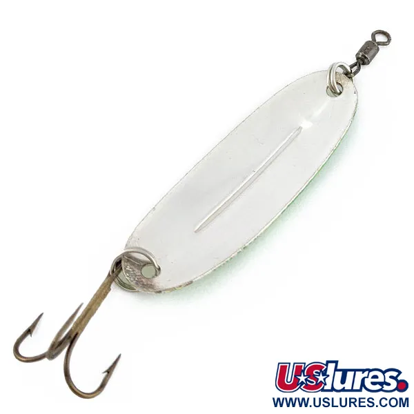 Vintage Williams Wabler W40, 1/4oz nickel/yellow/green fishing spoon #18736