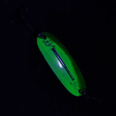 Vintage Williams Wabler W40, 1/4oz nickel/yellow/green fishing spoon #18736