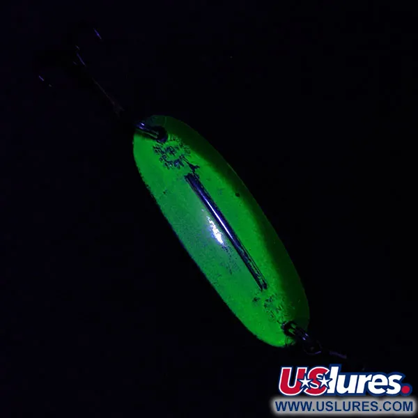 Vintage Williams Wabler W40, 1/4oz nickel/yellow/green fishing spoon #18736