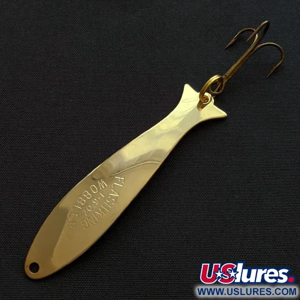 Vintage Acme Flash-King Wobbler, 3/16oz gold fishing spoon #18737