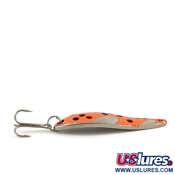 Vintage Acme Fiord Spoon, 1/4oz nickel/orange UV fishing spoon #18740