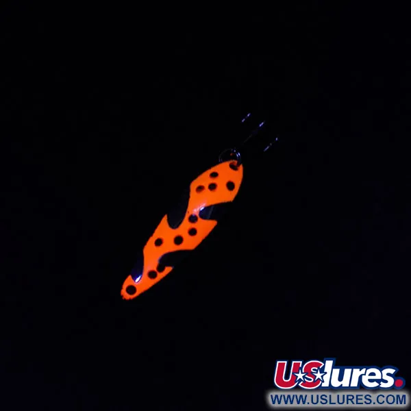 Vintage Acme Fiord Spoon, 1/4oz nickel/orange UV fishing spoon #18740