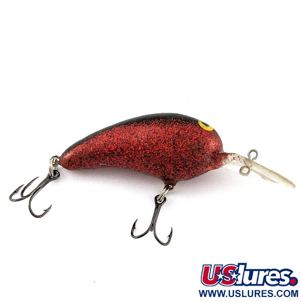 Vintage Norman Deep Baby N, 1/4oz red glitter fishing lure #18757