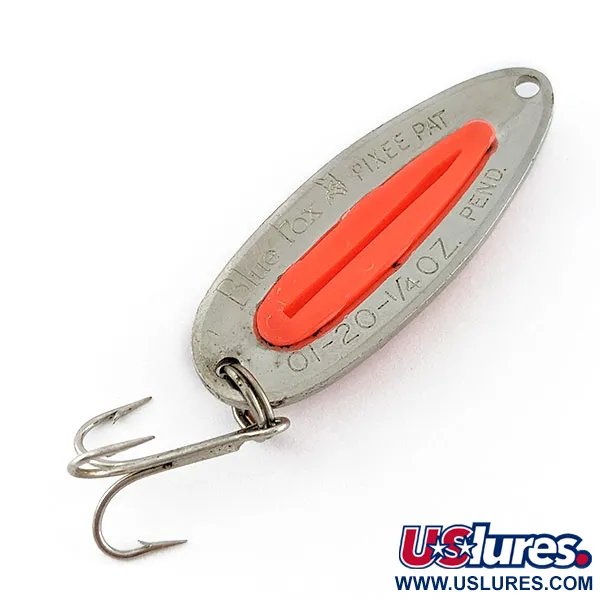Vintage   Blue Fox Pixee, 1/4oz nickel/orange UV fishing spoon #18762