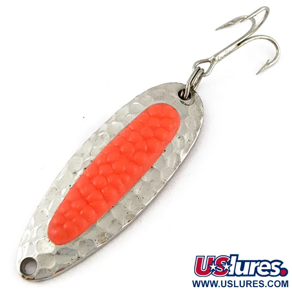 Vintage   Blue Fox Pixee, 1/4oz nickel/orange UV fishing spoon #18762
