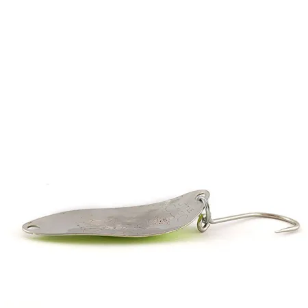 Vintage Seneca Flutter Cleo (Hula Girl), 1/8oz nickel/green UV fishing spoon #18772