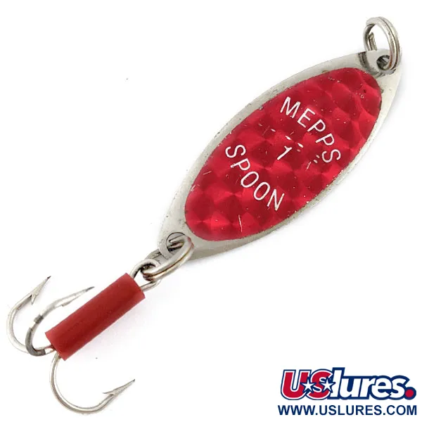 Vintage   Mepps Spoon 1, 1/4oz nickel/red fishing spoon #18773