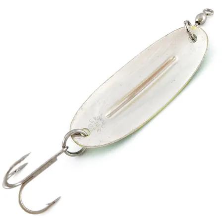 Vintage Williams Wabler W50, 1/2oz nickel/yellow/green UV fishing spoon #18774