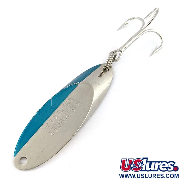 Vintage Acme Kastmaster, 1oz nickel/blue fishing spoon #18786