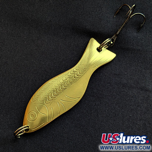 Vintage   Al's gold fish, 3/5oz brass fishing spoon #18795