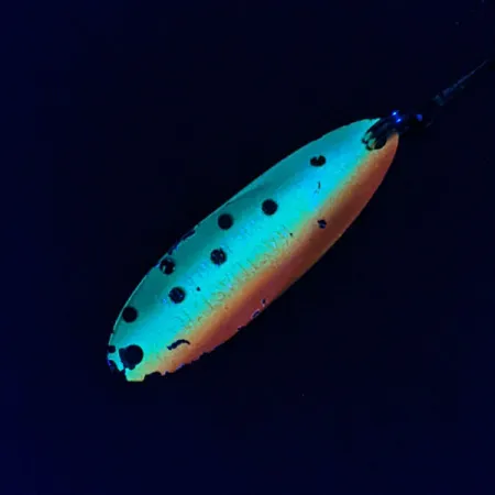 Vintage Acme Kastmaster UV, 3/8oz fire tiger fishing spoon #18802