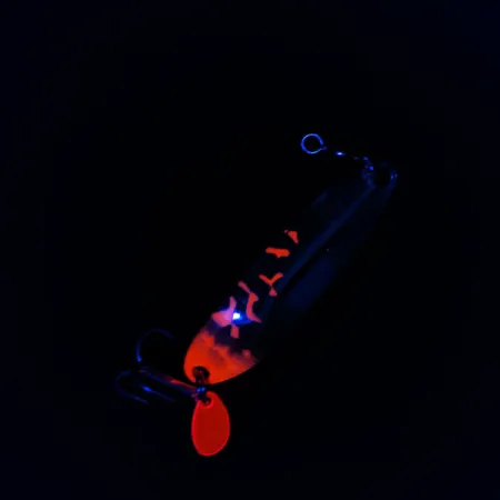 Vintage Luhr Jensen Krocodile #3, 1/3oz nickel/red UV fishing spoon #18804