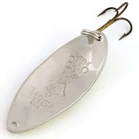 Vintage Acme Little Cleo (Hula Girl), 1/2oz nickel/yellow/red UV fishing spoon #18805