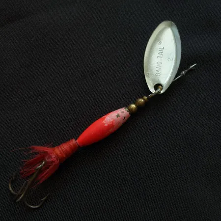 Vintage Luhr Jensen Bang Tail 2, 1/8oz nickel/red spinning lure #18823