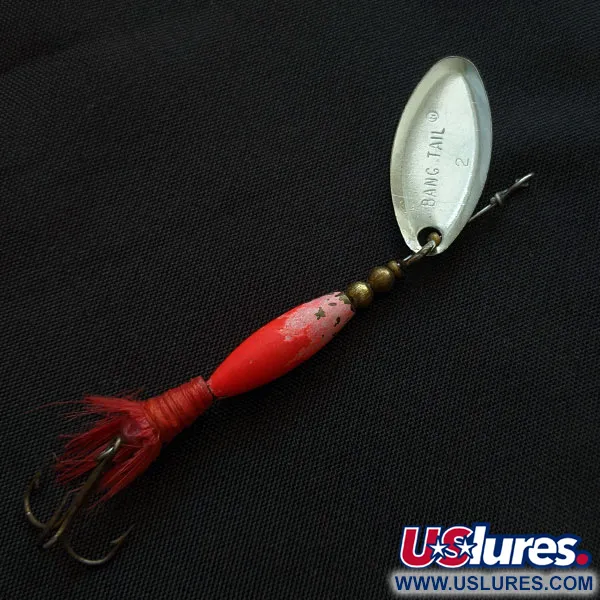 Vintage  Luhr Jensen Bang Tail 2, 1/8oz nickel/red spinning lure #18823