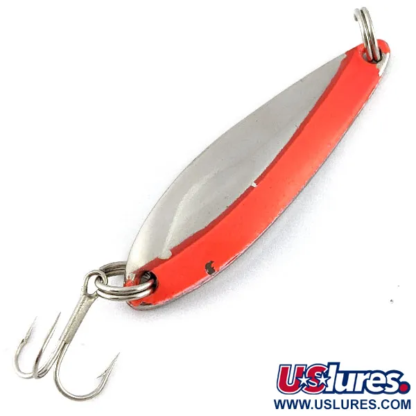 Vintage Acme Fiord Spoon, 1/4oz nickel/orange fishing spoon #18824