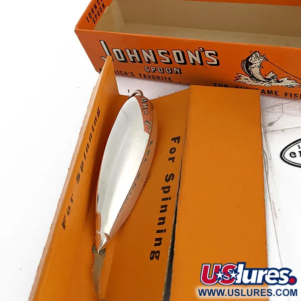   Johnson Silver Minnow (1950s) №1110, 1/4oz silver fishing spoon #18837