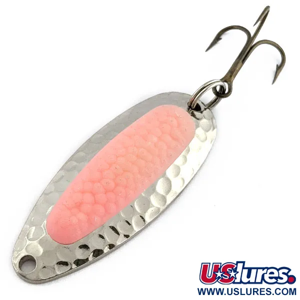 Vintage   Blue Fox Pixee, 1/2oz nickel/pink fishing spoon #18841