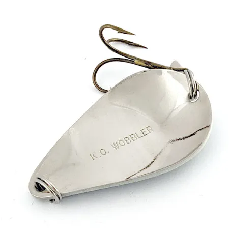 Vintage Acme K.O. Wobbler Glow, 3/4oz nickel/blue Glow fishing spoon #18847