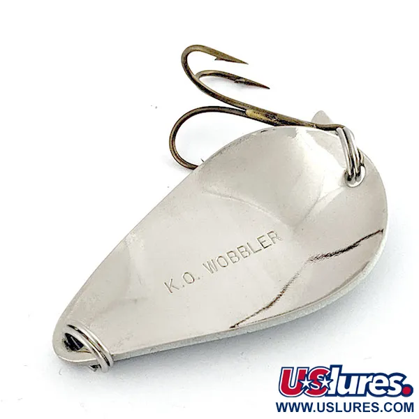 Vintage Acme K.O. Wobbler Glow, 3/4oz nickel/blue Glow fishing spoon #18847