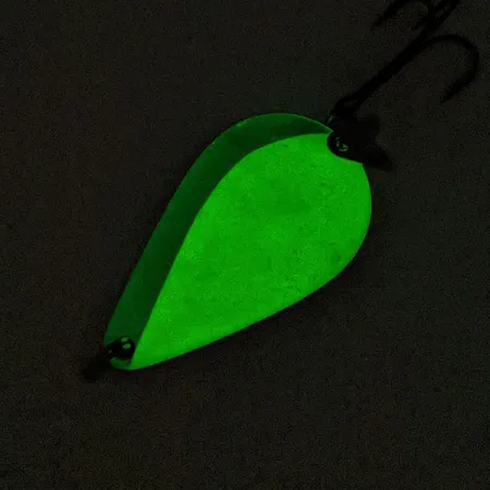 Vintage Acme K.O. Wobbler Glow, 3/4oz nickel/blue Glow fishing spoon #18847