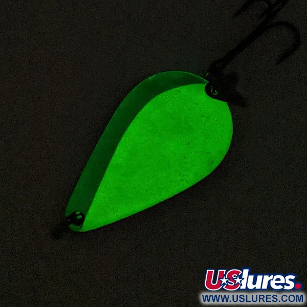 Vintage Acme K.O. Wobbler Glow, 3/4oz nickel/blue Glow fishing spoon #18847