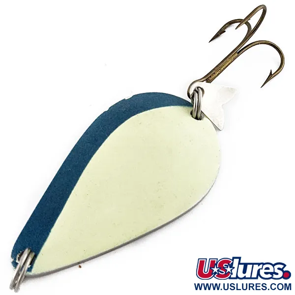 Vintage Acme K.O. Wobbler Glow, 3/4oz nickel/blue Glow fishing spoon #18847