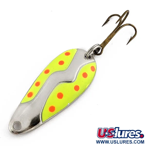 Vintage Acme Kamlooper Spoon, 2/5oz nickel/green fishing spoon #18848