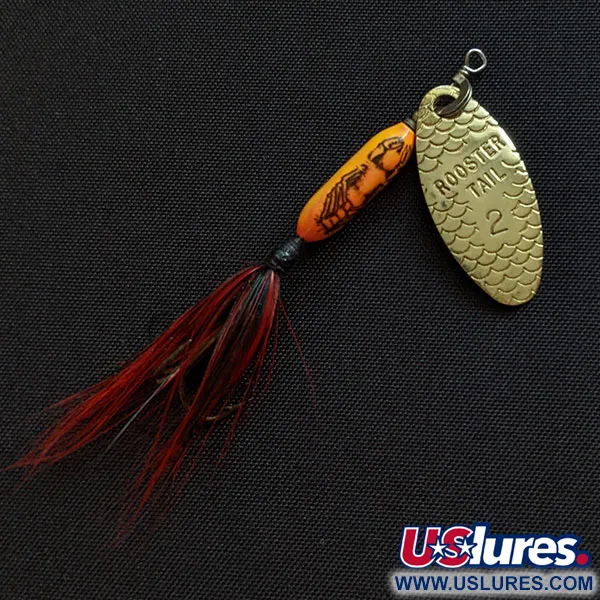 Vintage  Yakima Bait Worden’s Original Rooster Tail 2, 1/8oz gold spinning lure #18850