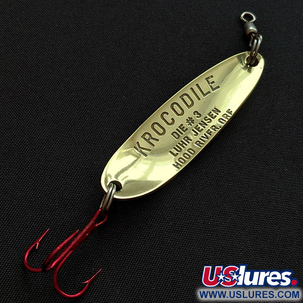 Vintage  Luhr Jensen Krocodile #3, 1/3oz gold fishing spoon #18863