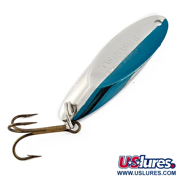 Vintage Acme Kastmaster, 1/2oz nickel/blue fishing spoon #18874