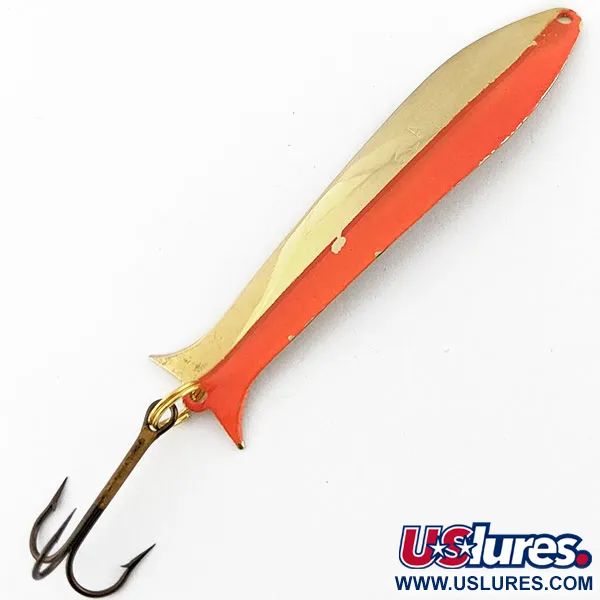 Vintage Acme Flash-King Wobbler, 1/4oz orange/gold fishing spoon #18877