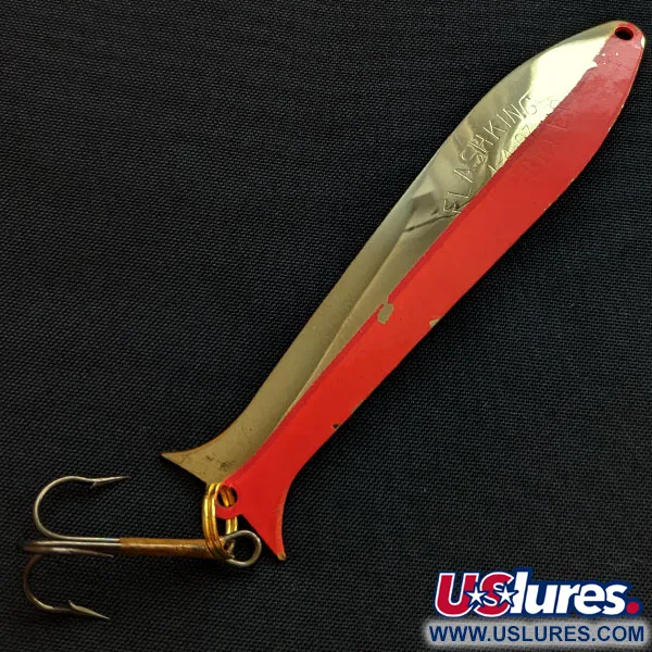 Vintage Acme Flash-King Wobbler, 1/4oz orange/gold fishing spoon #18877