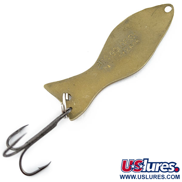 Vintage   Al's gold fish, 3/5oz brass fishing spoon #18879
