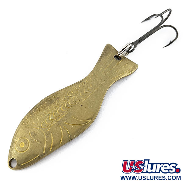 Vintage   Al's gold fish, 3/5oz brass fishing spoon #18879