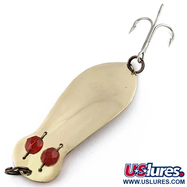 Vintage Herter's Authentic Alaskan spoon, 1oz gold/red eyes fishing spoon #18886