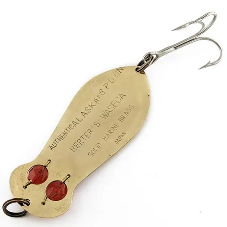 Vintage Herter's Authentic Alaskan spoon, 1oz gold/red eyes fishing spoon #18886