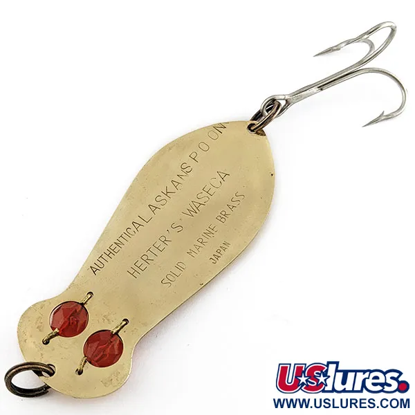 Vintage Herter's Authentic Alaskan spoon, 1oz gold/red eyes fishing spoon #18886